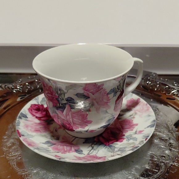 Kent Pottery Other - Floral Porcelain Teacup and Saucer Set